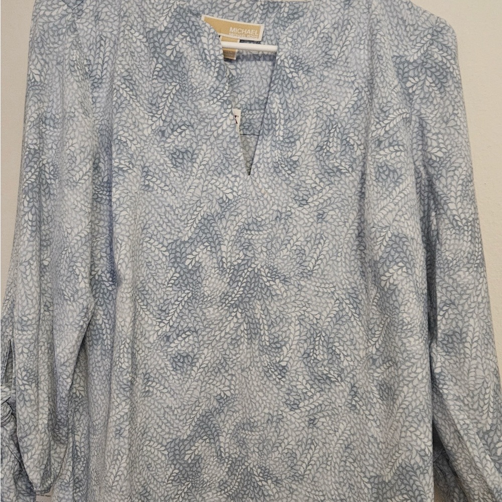 Michael Kors Blue Long Sleeve Blouse